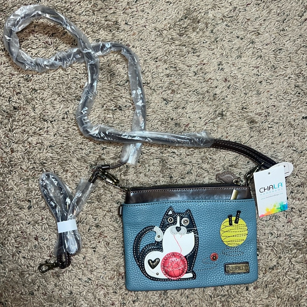 CHALA funkt cat mini purse. Brand new, never used, tags and strap covers